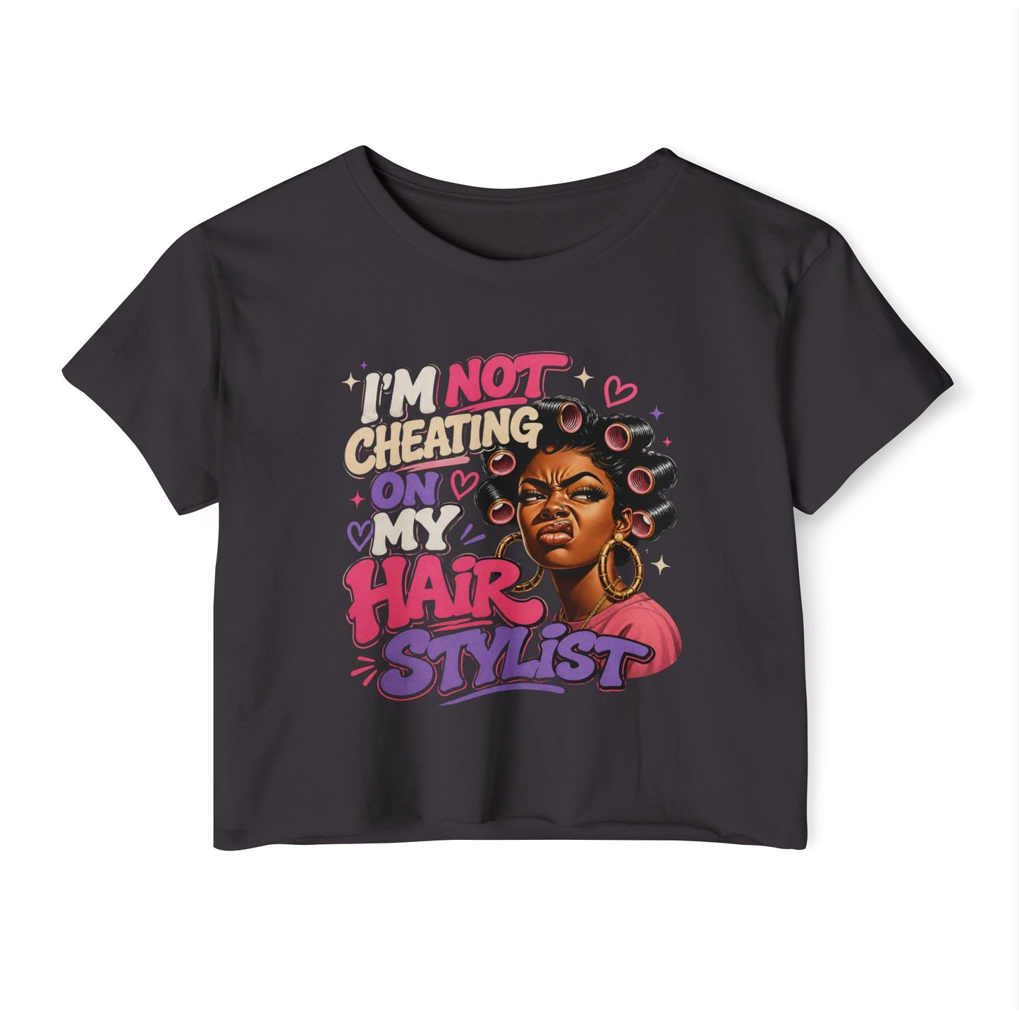 Festival Crop Top — “I’m Not Cheating On My Hairstylist” Graphic