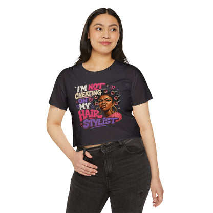 Festival Crop Top — “I’m Not Cheating On My Hairstylist” Graphic
