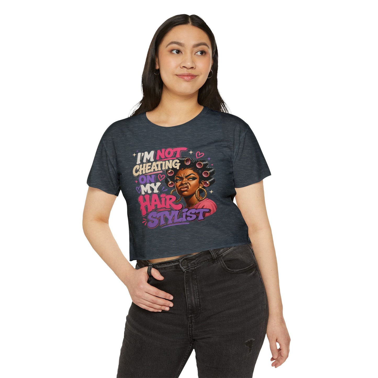 Festival Crop Top — “I’m Not Cheating On My Hairstylist” Graphic