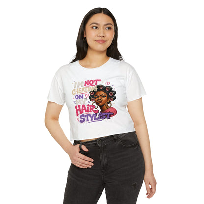 Festival Crop Top — “I’m Not Cheating On My Hairstylist” Graphic